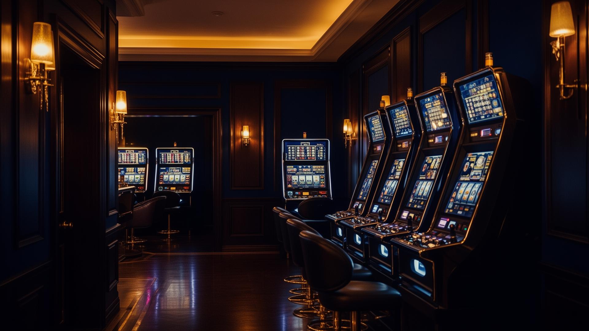 The lounge-like atmosphere of a Webbers arcade after dark.