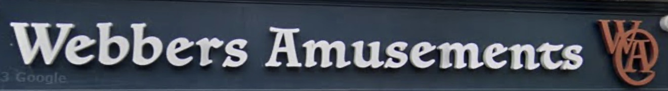 Webbers Amusements signage on a high-street arcade frontage.